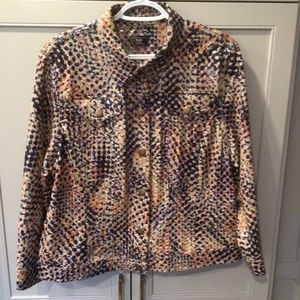 Patterned patent jacket, size 18